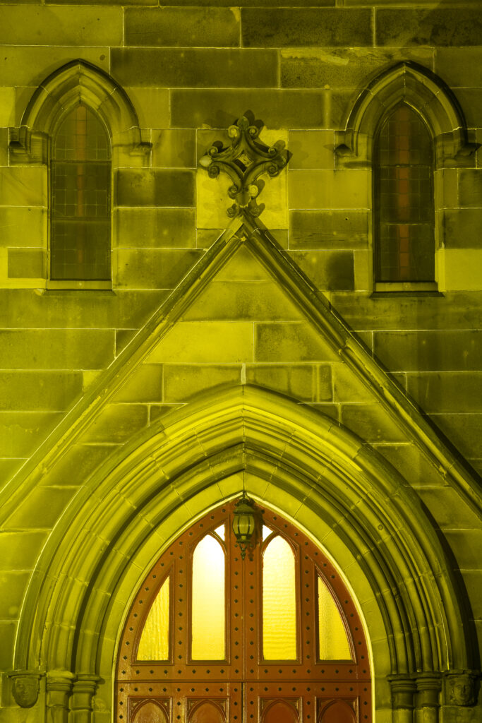 Scotland, Edinburgh, Edinburgh City. Frontage of a church along the Georgian Calton Terraces, designed by William Henry Playfair.