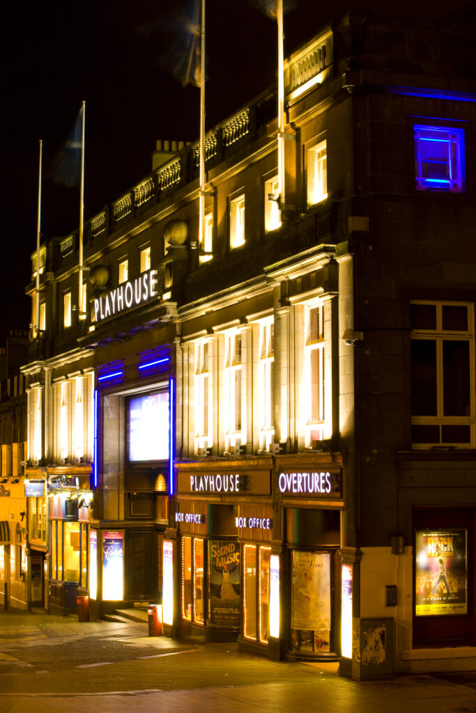 Scotland, Edinburgh, Edinburgh Playhouse. The Edinburgh Playhouse, which originally opened as a cinema in 1929, was designed by architect John Fairweather who gained inspiration for the design from the Roxy Theatre in New York.