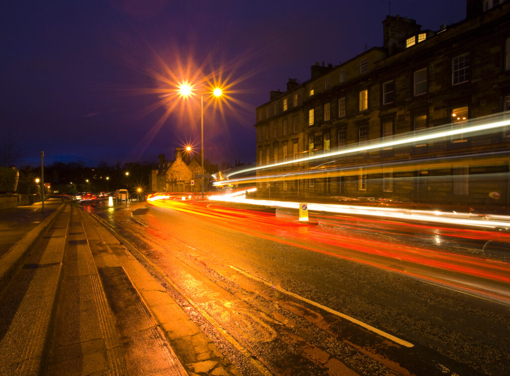 Scotland, Edinburgh, Edinburgh City. Queensferry Street heading north towards the Dean Bridge.