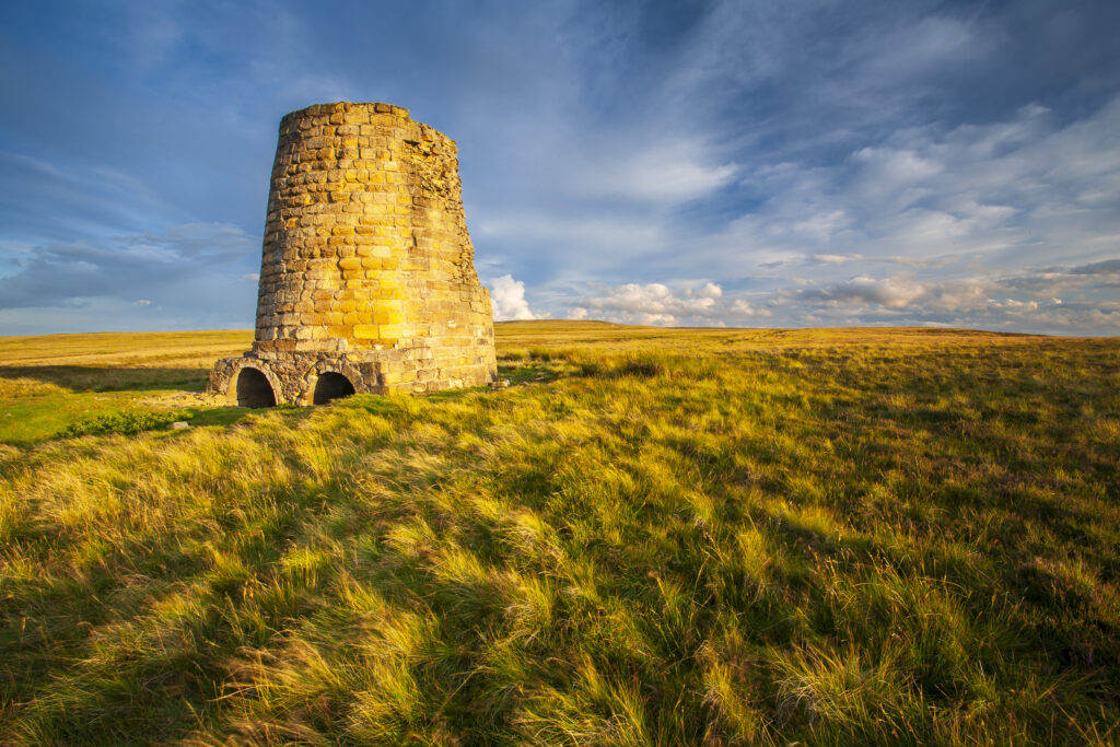 England, Northumberland, North Pennines. The remains of an old smelting flue on Dryburn Moor near Allendale.