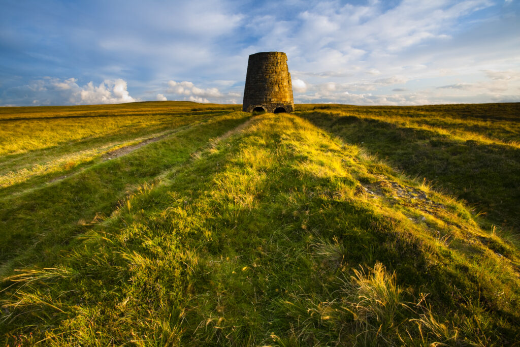 England, Northumberland, North Pennines. The remains of an old smelting flue on Dryburn Moor near Allendale.