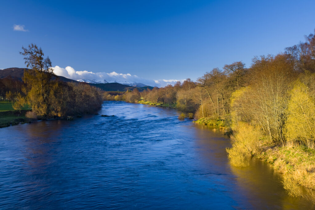 Scotland, Scottish Highlands, Cairngorms National Park. The River Spay near the village of Boat of Garten.