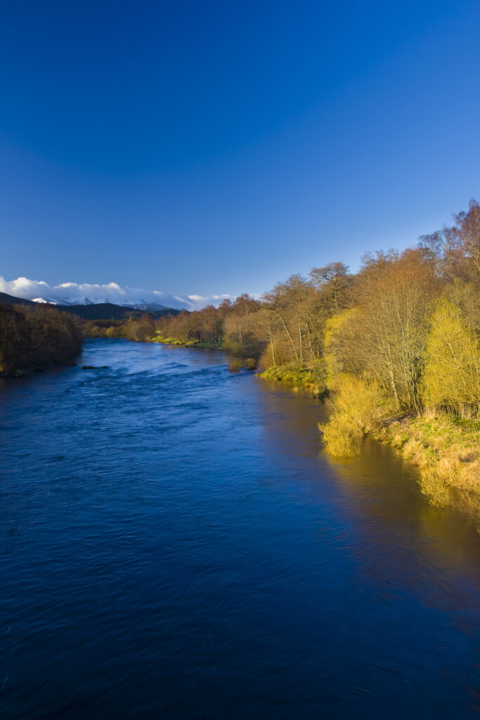 Scotland, Scottish Highlands, Cairngorms National Park. The River Spay near the village of Boat of Garten.