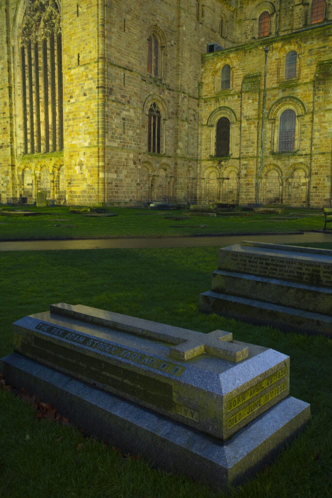 England, County Durham, Durham City. Memorial Gravestone within the grounds of Durham Cathedral.
