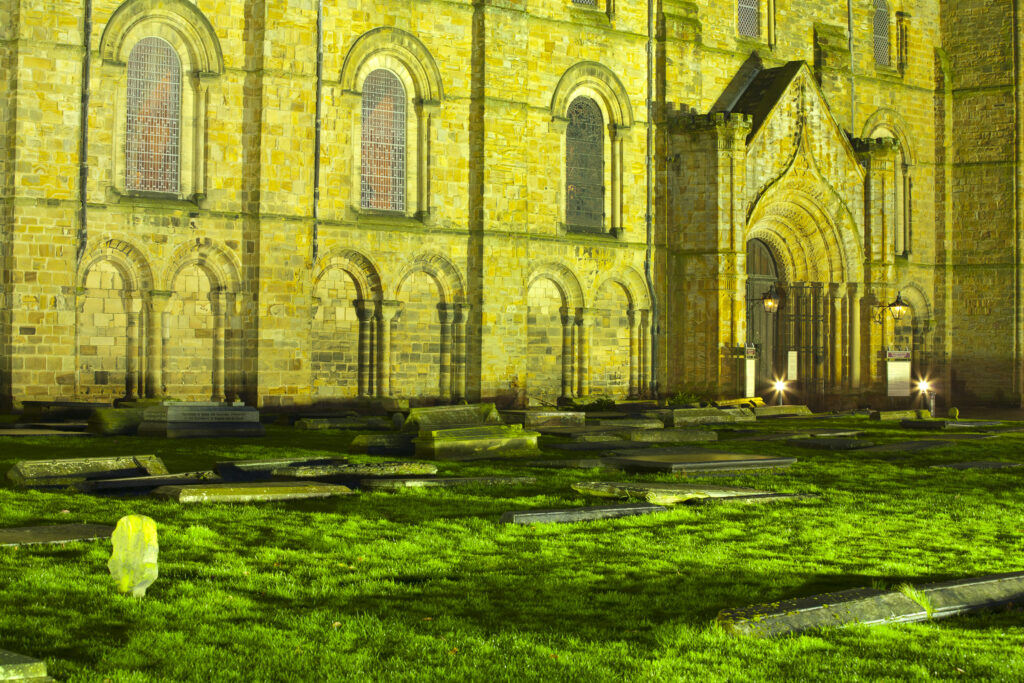England, County Durham, Durham City. Memorial Gravestone within the grounds of Durham Cathedral.