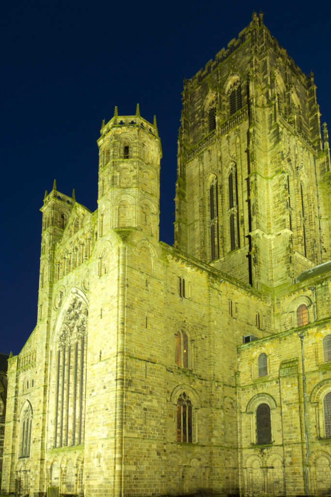 England, County Durham, Durham City. Durham Cathedral at dusk. Durham Cathedral has been described as ‘one of the great architectural experiences of Europe’.