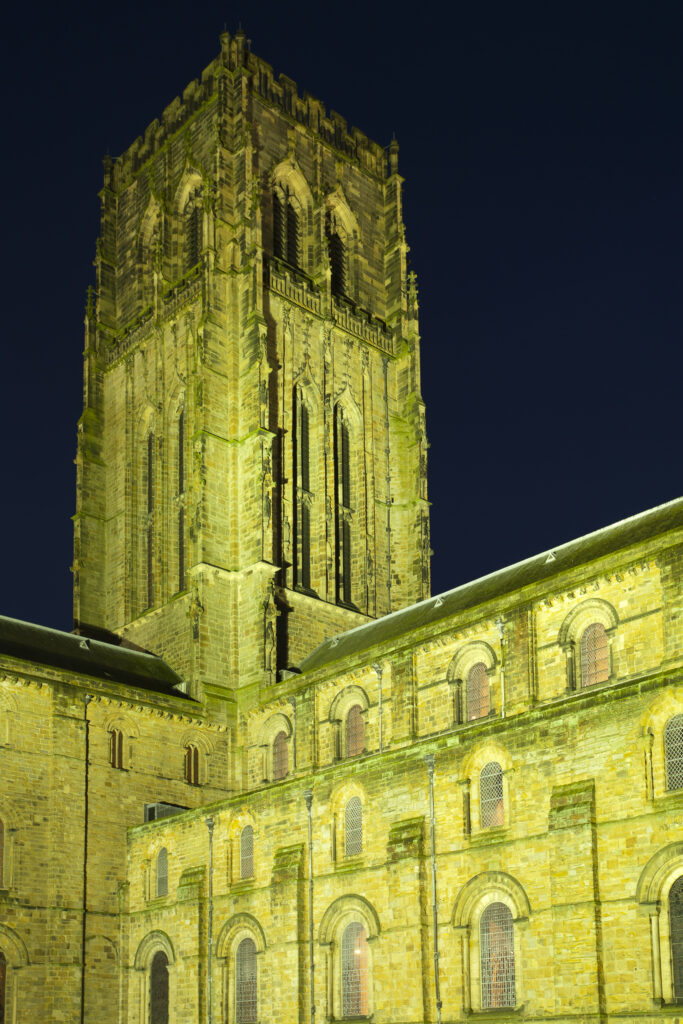 England, County Durham, Durham City. Durham Cathedral at dusk. Durham Cathedral has been described as ‘one of the great architectural experiences of Europe’.