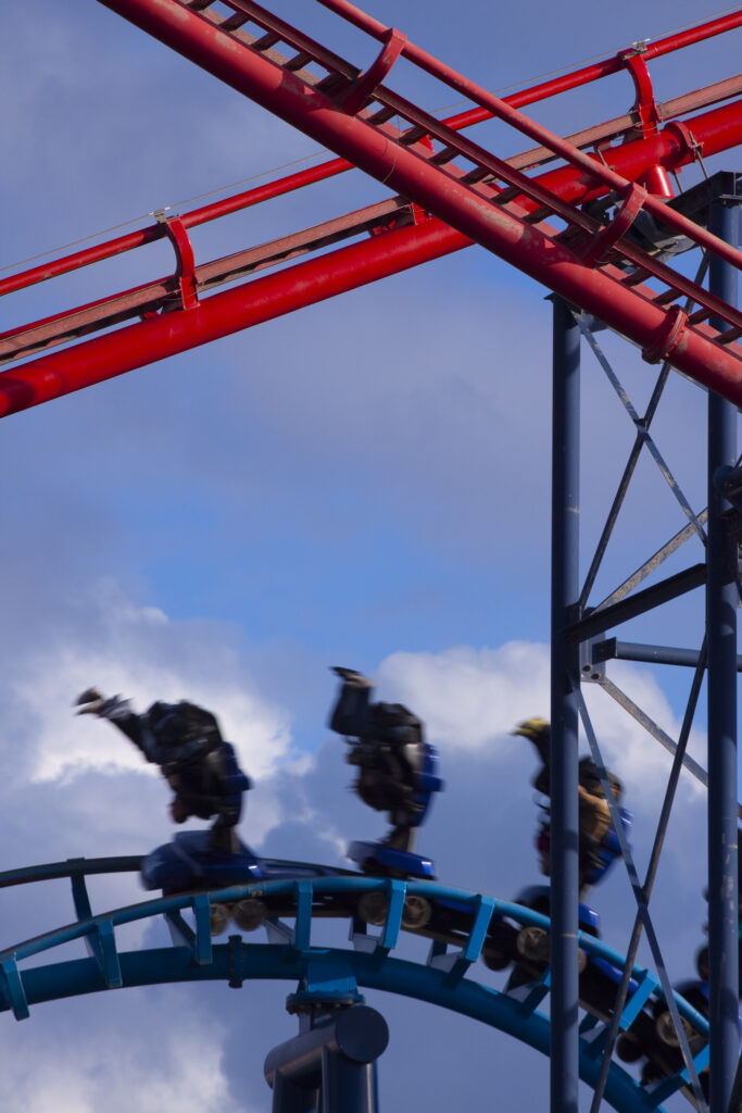 England, Lancashire, Blackpool. The 'Avalanche' roller coaster, located at the Blackpool Pleasure Beach Theme Park.