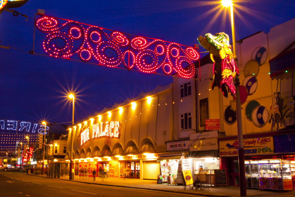 England, Lancashire, Blackpool. Blackpool Illuminations on the Blackpool Golden Mile.