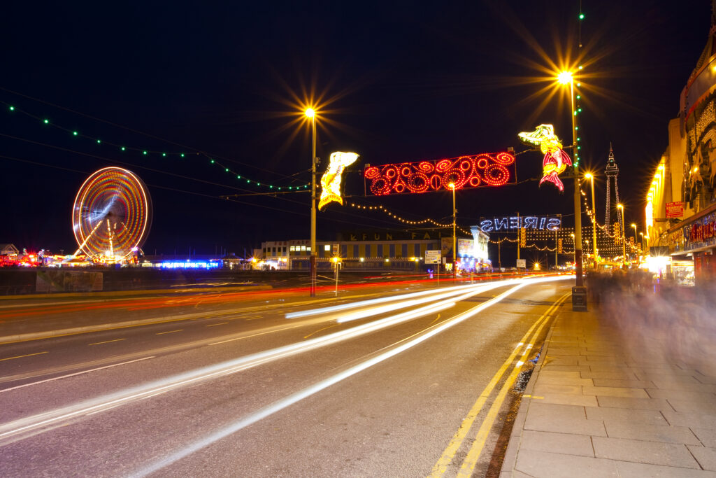 England, Lancashire, Blackpool. Blackpool Illuminations on the Blackpool Golden Mile.