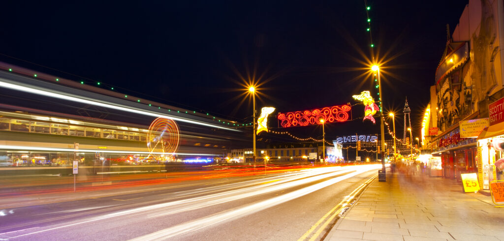 England, Lancashire, Blackpool. Blackpool Illuminations on the Blackpool Golden Mile.