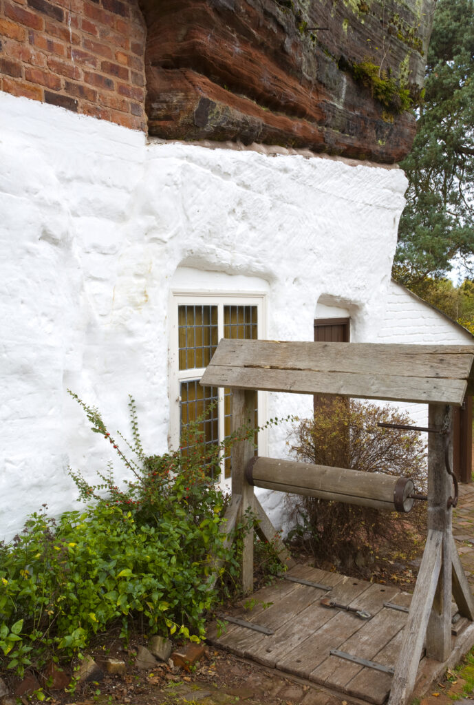 England, Staffordshire, Holy Austin Rock Houses. Austin Rock Houses located near the Staffordshire village of Kinver.