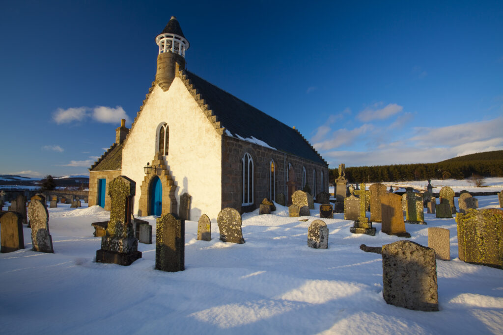 Scotland, Scottish Highlands, Cairngorms National Park. The Old Kirk at Nethy Bridge, part of the Abernethy Parish Church.