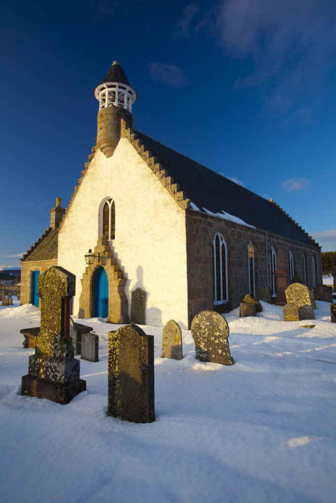 Scotland, Scottish Highlands, Cairngorms National Park. The Old Kirk at Nethy Bridge, part of the Abernethy Parish Church.