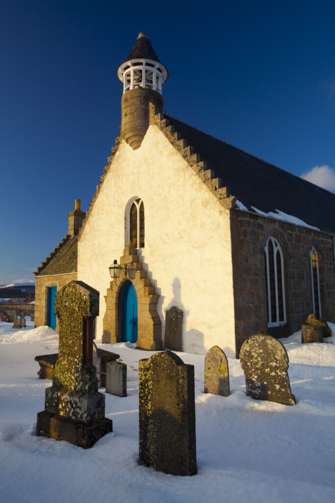 Scotland, Scottish Highlands, Cairngorms National Park. The Old Kirk at Nethy Bridge, part of the Abernethy Parish Church.