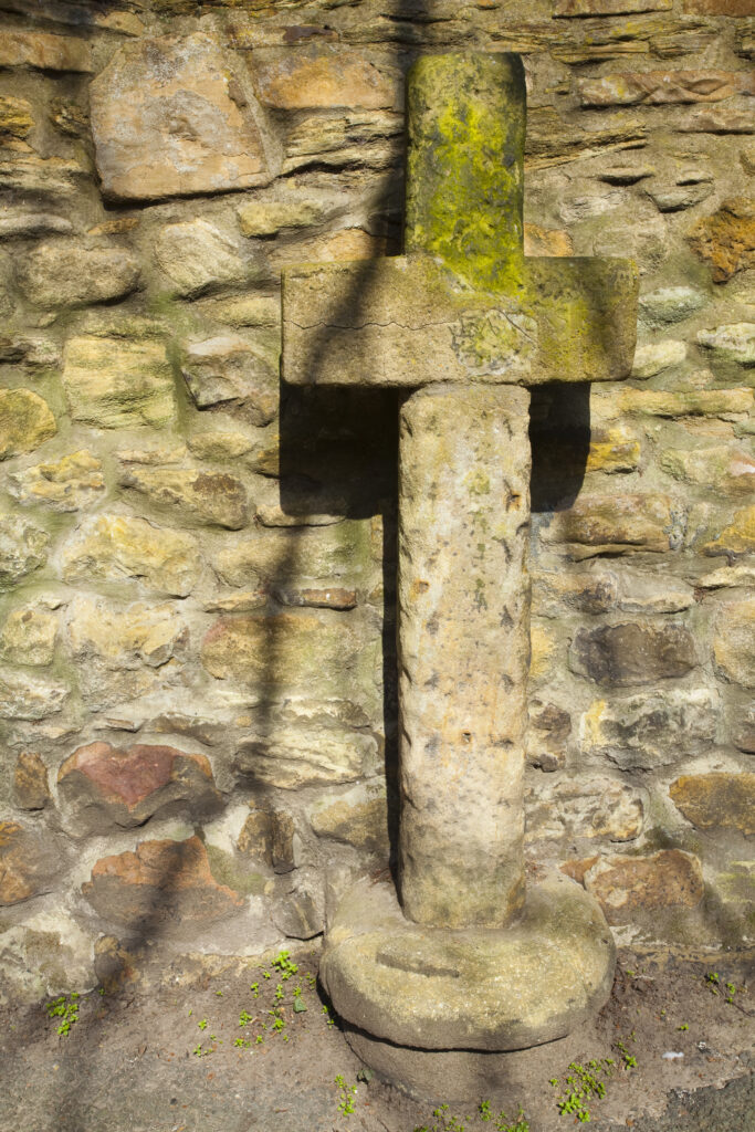 England, Northumberland, Corbridge. The Old Market Cross of Corbridge, now located near the grounds of the Saxon Church of St Andrews