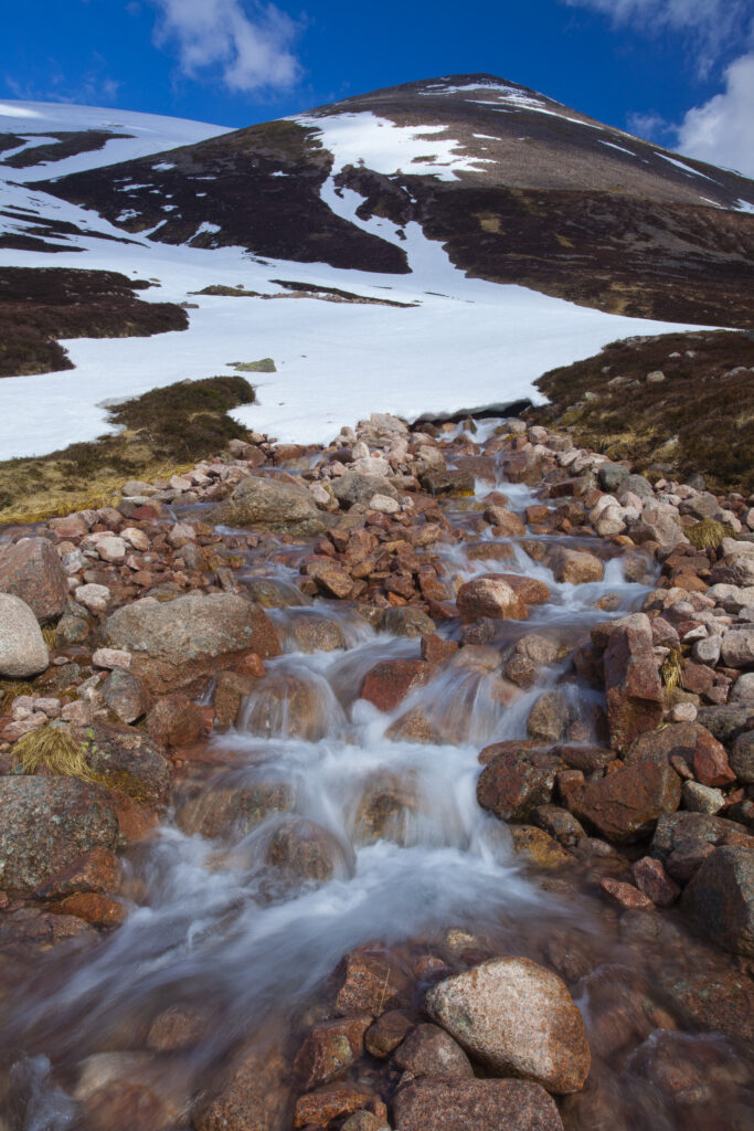 Scotland, Scottish Highlands, Cairngorms National Park. Mountain stream at the foothills of Ben Macdui.