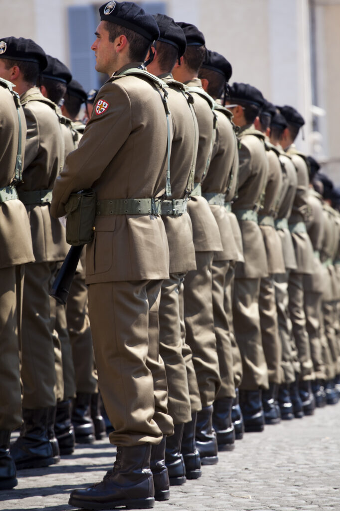Italy, Lazio, Rome. Italian Police Parade on the Piazza Quirinale in front of the Presidential Palace