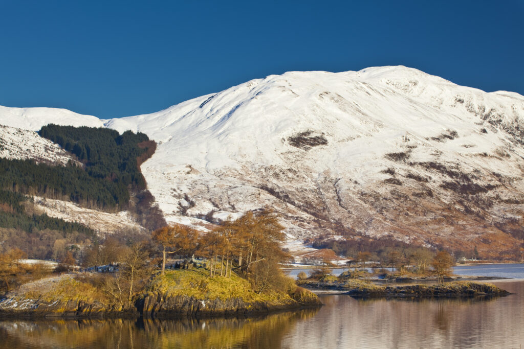 Scotland, Scottish Highlands, Loch Leven. Eilean Munde Loch Leven the burial isle of the Clan McDonald.