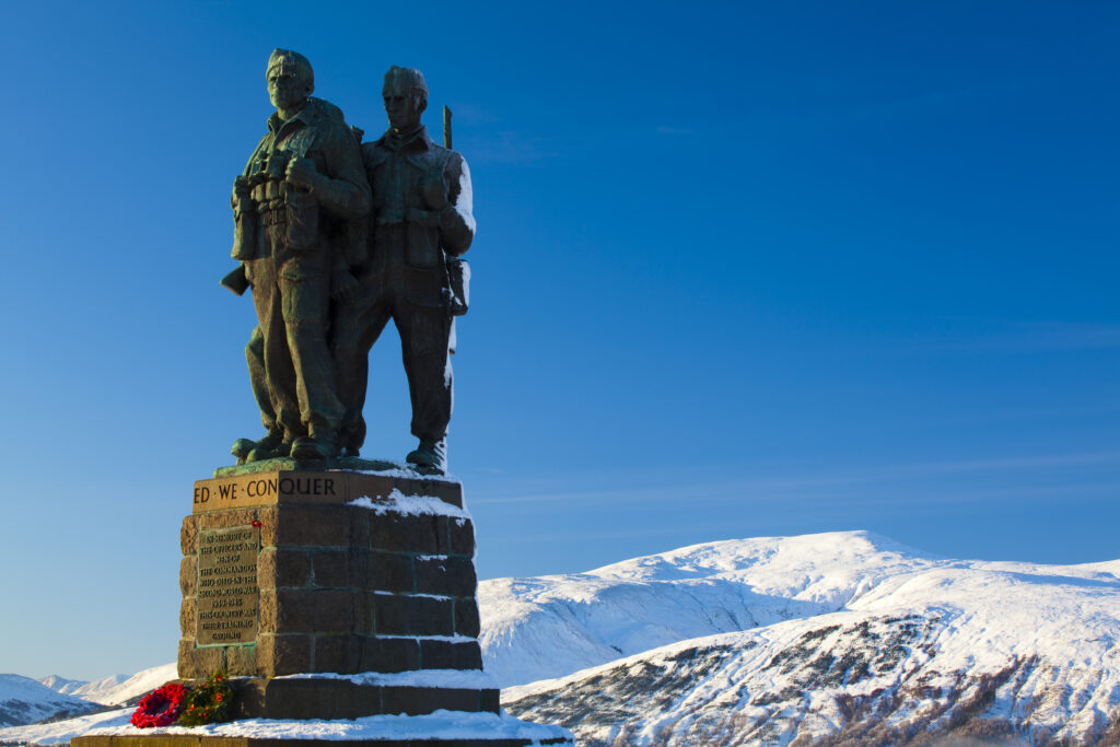 Scotland, Scottish Highlands, The Great Glen. The Commando Memorial near Spean Bridge in the Great Glen commemorates the commandos who trained in the area during the Second World War.