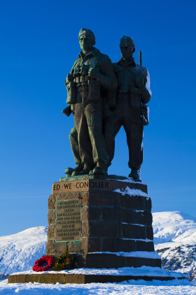 Scotland, Scottish Highlands, The Great Glen. The Commando Memorial near Spean Bridge in the Great Glen commemorates the commandos who trained in the area during the Second World War.
