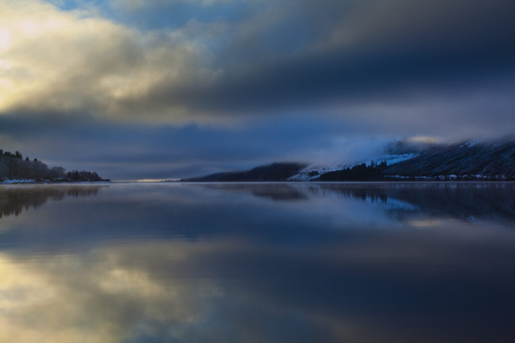 Scotland, Scottish Highlands, Loch Lochy. Cloud formations refelcted upon Loch Lochy.