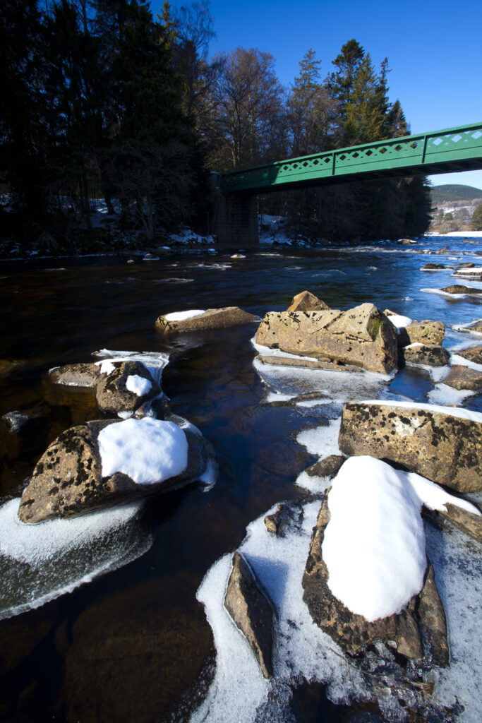 Scotland, Scottish Highlands, Cairngorms National Park. The Balmoral Bridge, built in 1857 and designed by Isambard Kingdom Brunel.