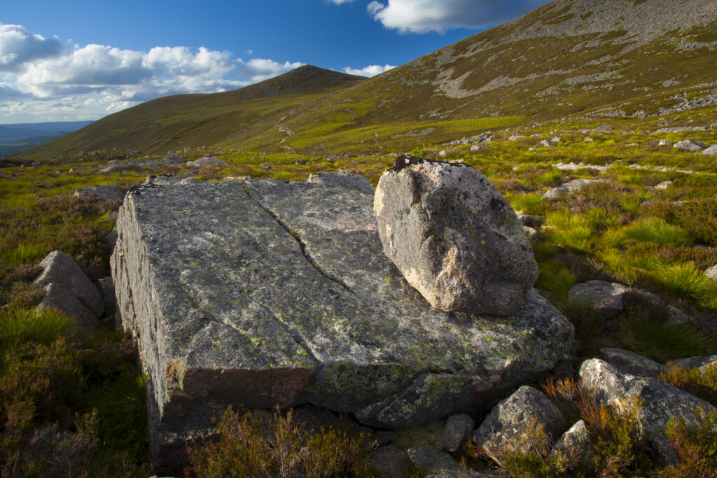 Scotland, Scottish Highlands, Cairngorms National Park. The landscape of the national park viewed from the foothills of the Lurchers Crag.