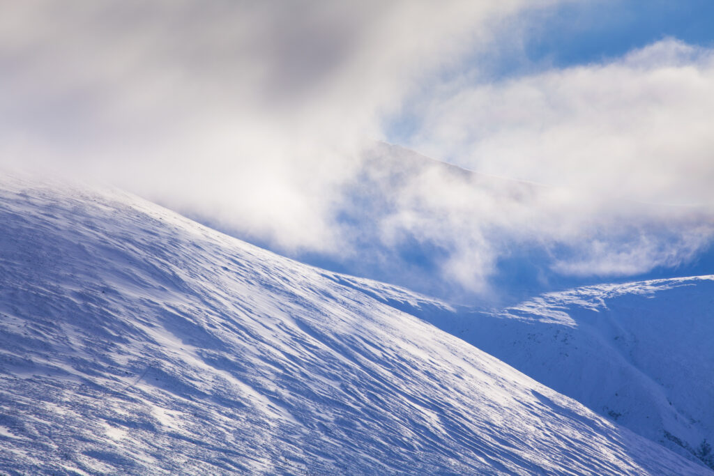 Scotland, Scottish Highlands, Strathconon. Clearing storm reveals the features of the mountains of Strathconon.