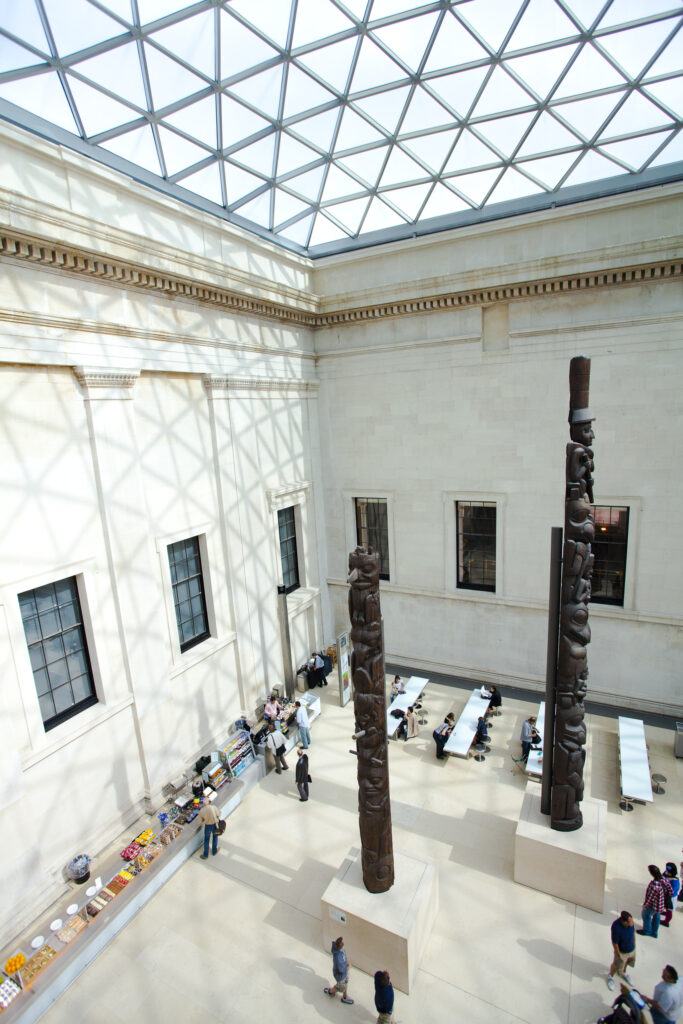 England, Greater London, London Borough of Camden. The covered great courtyard of the British Museum, Bloomsbury, London.