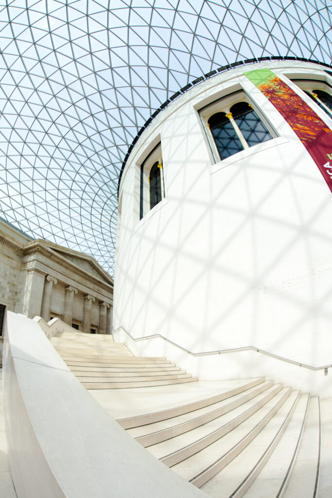England, Greater London, London Borough of Camden. The covered great courtyard of the British Museum, Bloomsbury, London.