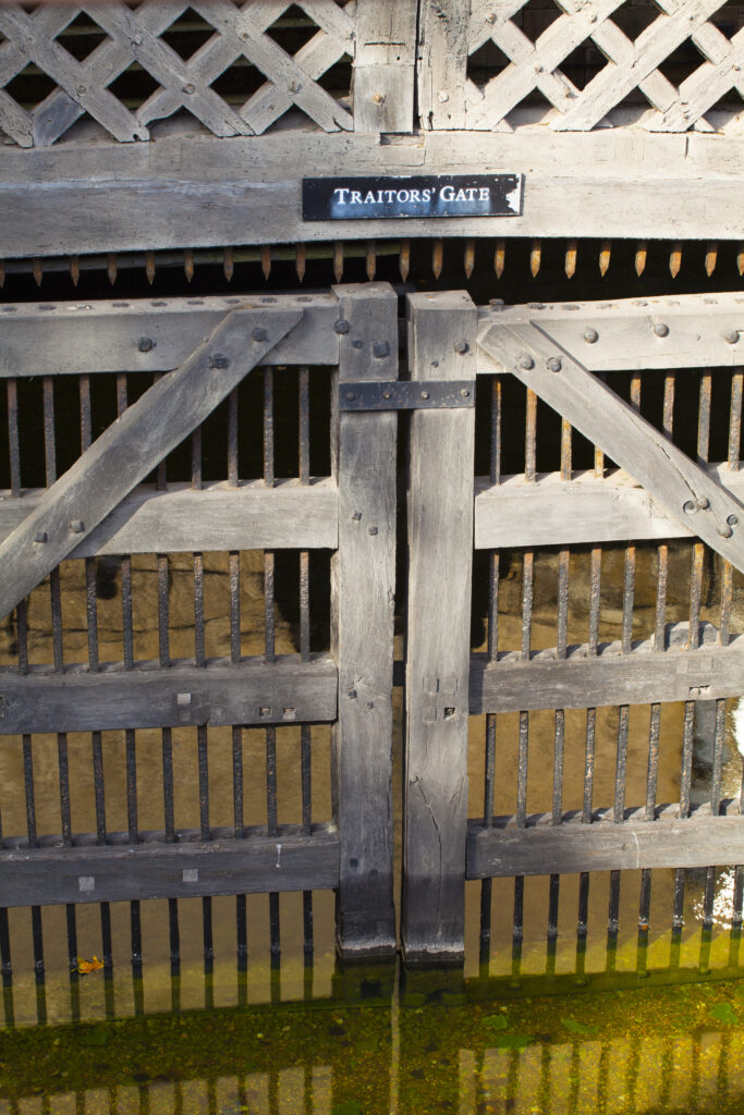 England, Greater London, London Borough of Tower Hamlets. Traitors' Gate part of the Tower of London, located on the north bank of the River Thames.