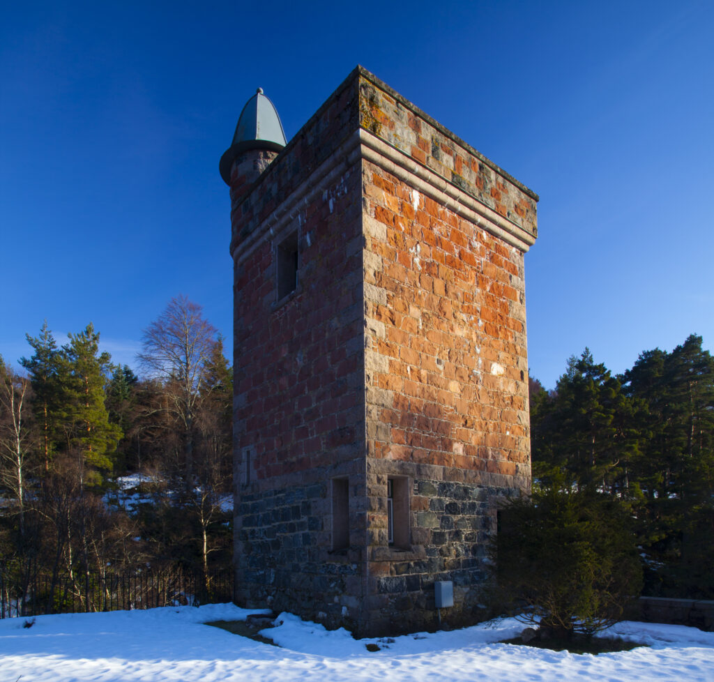 Scotland, Scottish Highlands, Cairngorms National Park. Tower Lodge located near Bridge o'Ess at the public road entrance to Glen Tanar.