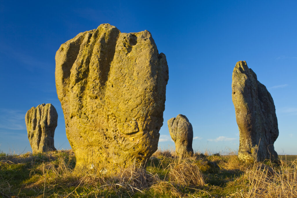 England, Northumberland, Duddo Five Stones. The pre-historic stone circle known as the Duddo Five Stones (and four stones) located in Northern Northumberland.