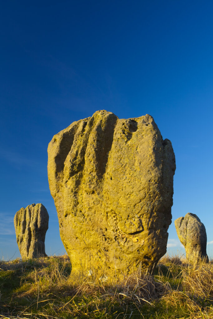 England, Northumberland, Duddo Five Stones. The pre-historic stone circle known as the Duddo Five Stones (and four stones) located in Northern Northumberland.