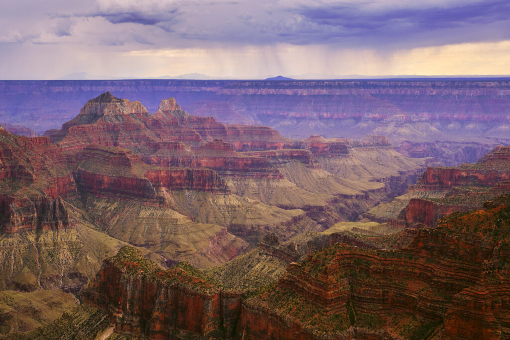 United States of America, Arizona, Grand Canyon National Park. Zoroaster Temple in the world famous Grand Canyon viewed from the North Rim.