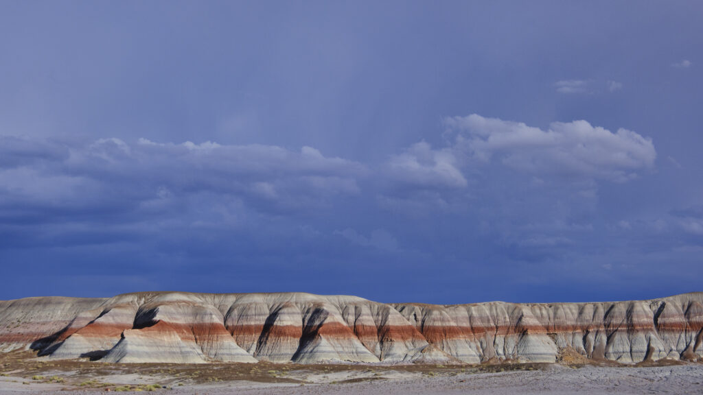 United States of America, Ariziona, Petrified Forest National Park. The surreal, colourful landscape of the Painted Desert in the Petrified Forest National Park.
