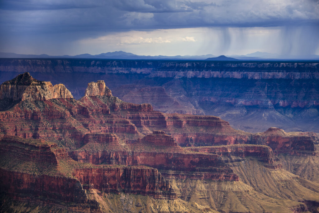 United States of America, Arizona, Grand Canyon National Park. Zoroaster Temple in the world famous Grand Canyon viewed from the North Rim.