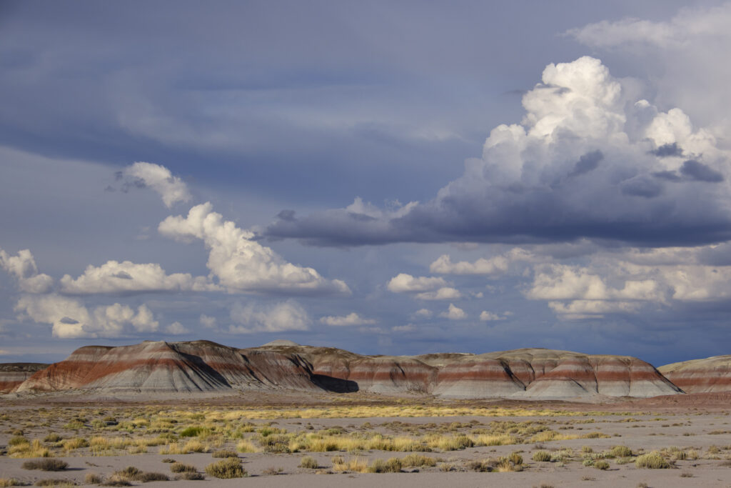 United States of America, Ariziona, Petrified Forest National Park. The surreal, colourful landscape of the Painted Desert in the Petrified Forest National Park.