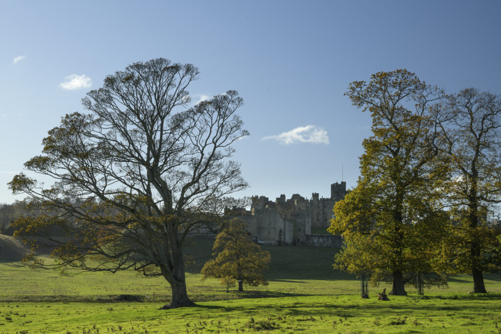 England, Northumberland, Alnwick. Alnwick castle is one of the finest medieval castles to be found in England.