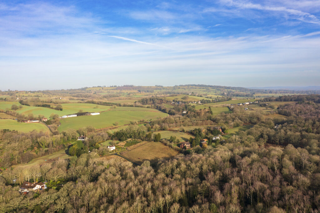 England, West Midlands, Kinver. Aerial view from Kinver Edge - A popular walking location in Staffordshire.