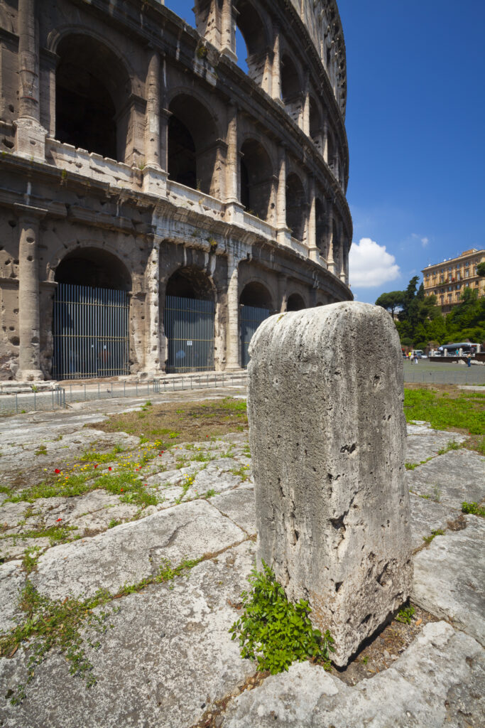 Italy, Lazio, Rome. The Colosseum or Roman Coliseum, originally the Flavian Amphitheatre