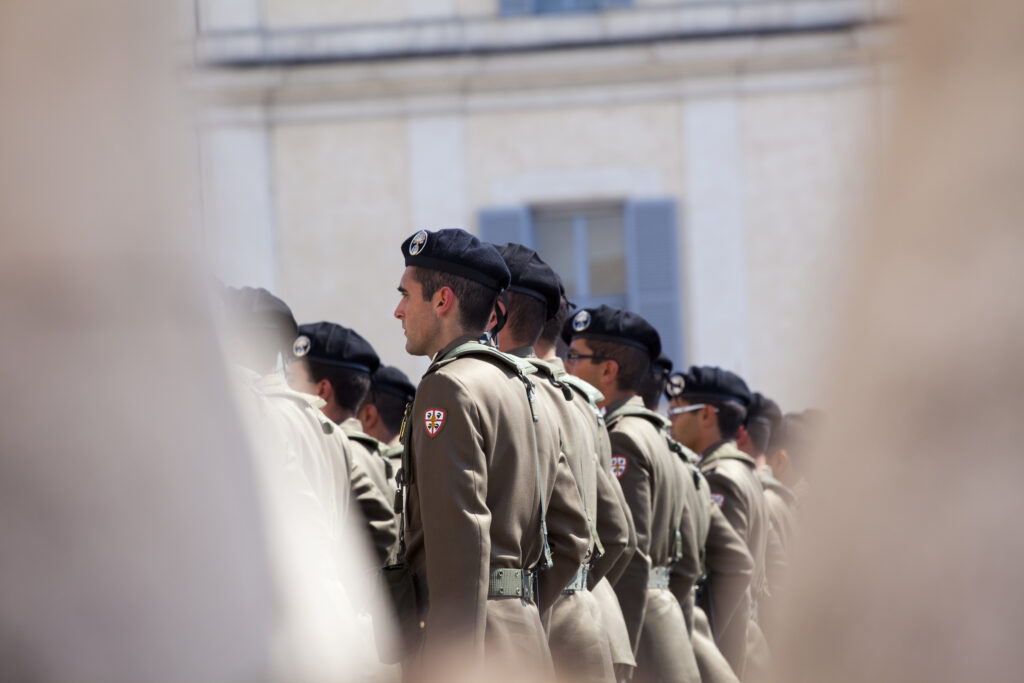 Italy, Lazio, Rome. Italian Police Parade on the Piazza Quirinale in front of the Presidential Palace