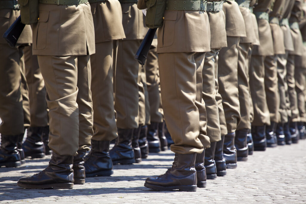 Italy, Lazio, Rome. Italian Police Parade on the Piazza Quirinale in front of the Presidential Palace