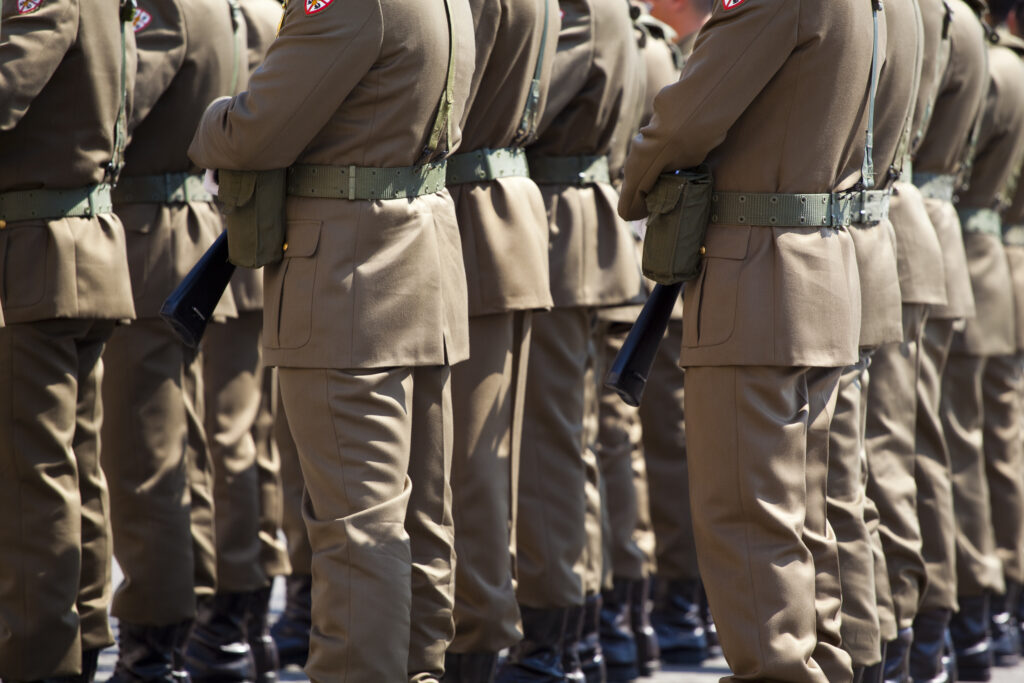Italy, Lazio, Rome. Italian Police Parade on the Piazza Quirinale in front of the Presidential Palace