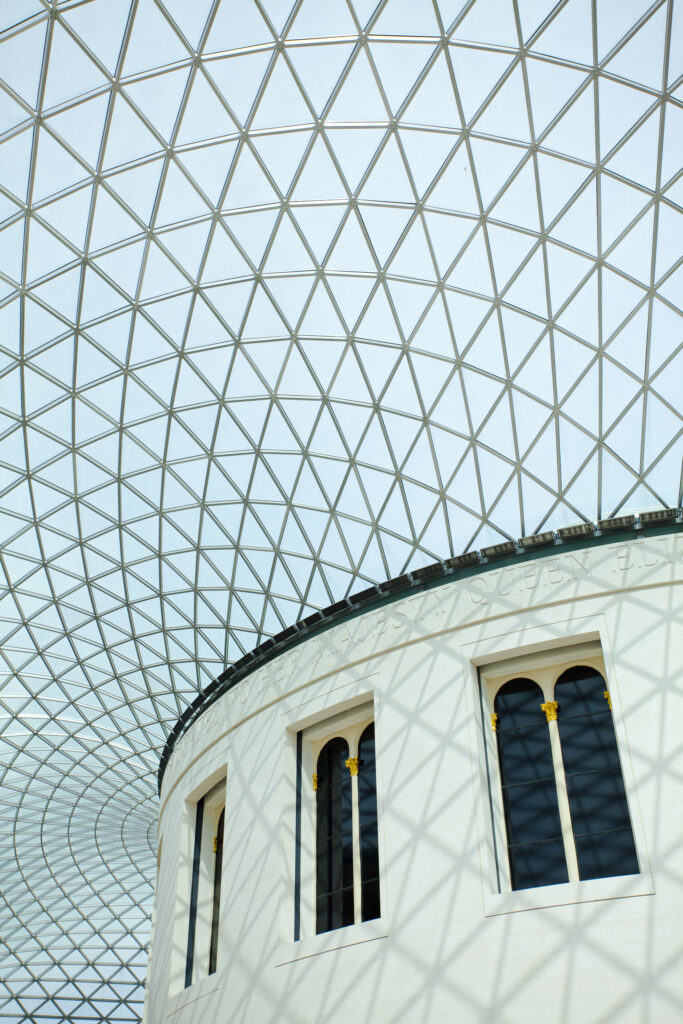England, Greater London, London Borough of Camden. The covered great courtyard of the British Museum, Bloomsbury, London.