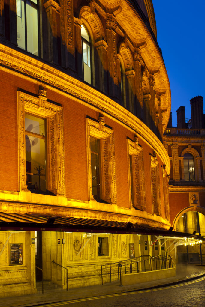 England, London, The Royal Borough of Kensington and Chelsea, The Royal Albert Hall. The stage door of the Royal Albert Hall.