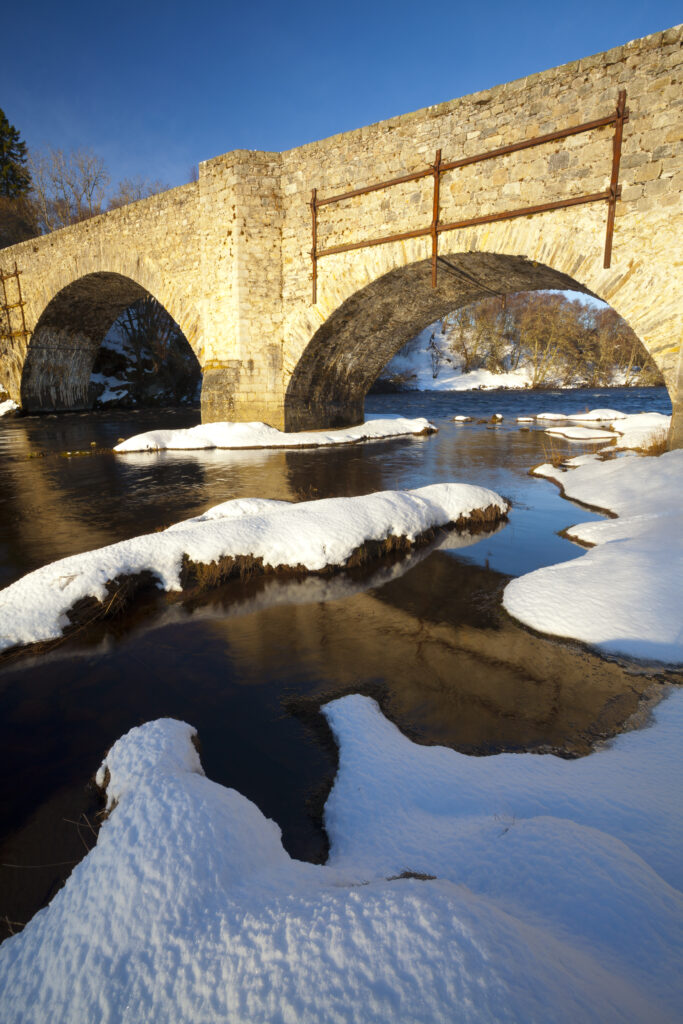 Scotland, Scottish Highlands, Cairngorms National Park. The Old Spey bridge, near Grantown on Spey.