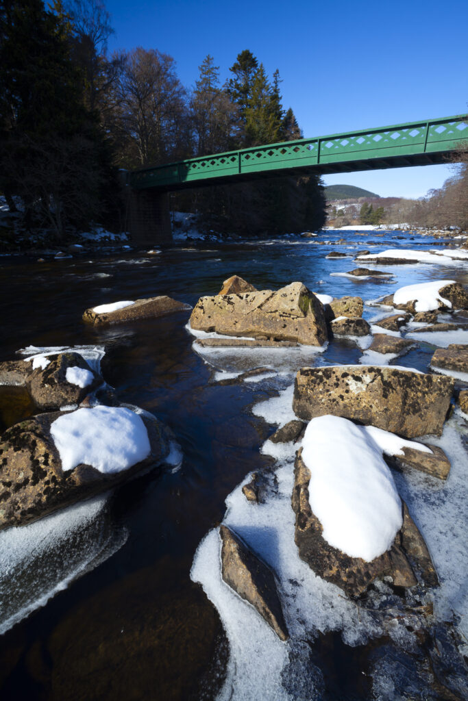 Scotland, Scottish Highlands, Cairngorms National Park. The Balmoral Bridge, built in 1857 and designed by Isambard Kingdom Brunel.