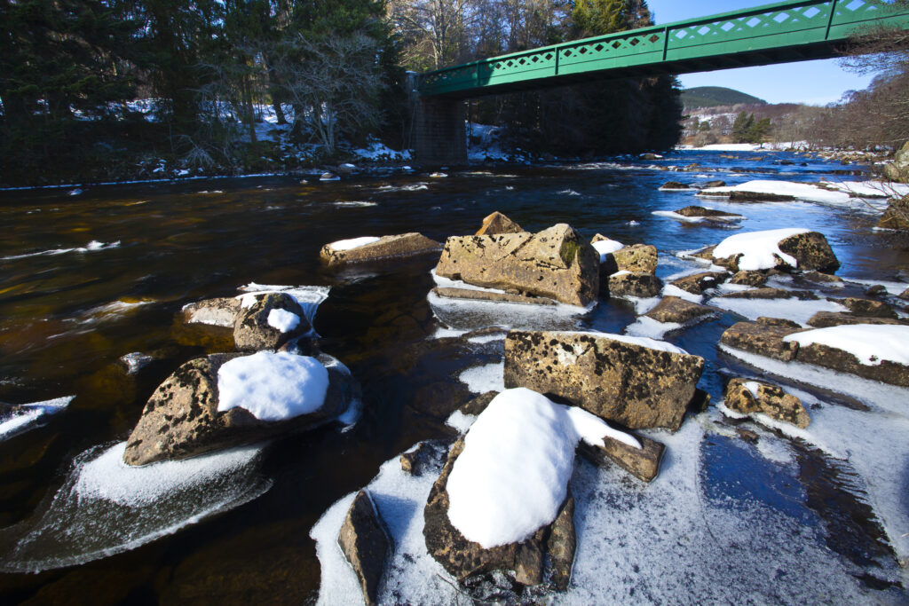 Scotland, Scottish Highlands, Cairngorms National Park. The Balmoral Bridge, built in 1857 and designed by Isambard Kingdom Brunel.